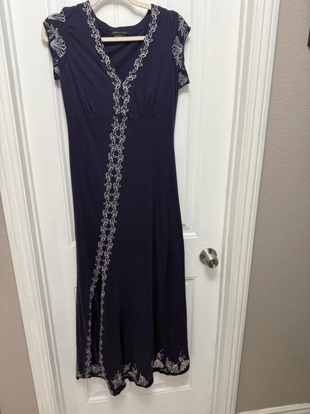 Bcbg Maxazria Embroidered Short Sleeve Long Tunic Dress Sz M (36-7)